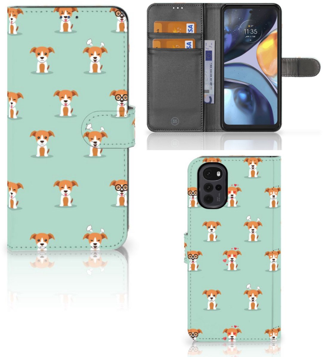 Motorola Moto G22 Telefoonhoesje met Pasjes Pups
