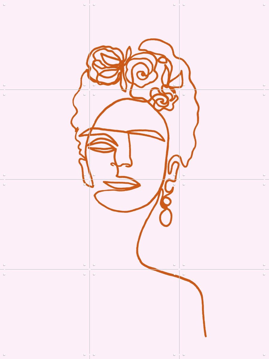 IXXI Frida Kahlo Pink, Julia Hariri - 60 x 80 cm - Gratis ophangtool - Grote wanddecoratie en posters - Kleurrijk, Line art, Grafisch Ontwerp
