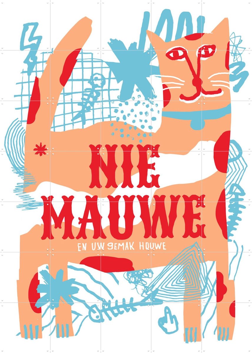 IXXI Nie Mauwe, Studio Turbo - 100 x 140 cm - Gratis ophangtool - Grote wanddecoratie en posters - Fantasierijk, Grafisch Ontwerp, Cartoonesk, Speels