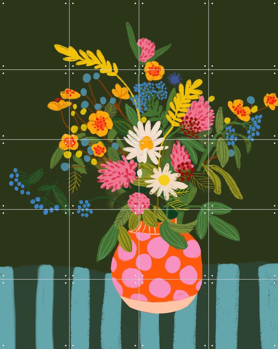 IXXI Bright flowers, Gigi Rosado - 80 x 100 cm - Gratis ophangtool - Grote wanddecoratie en posters - Illustraties, Grafisch Ontwerp, Kleurrijk