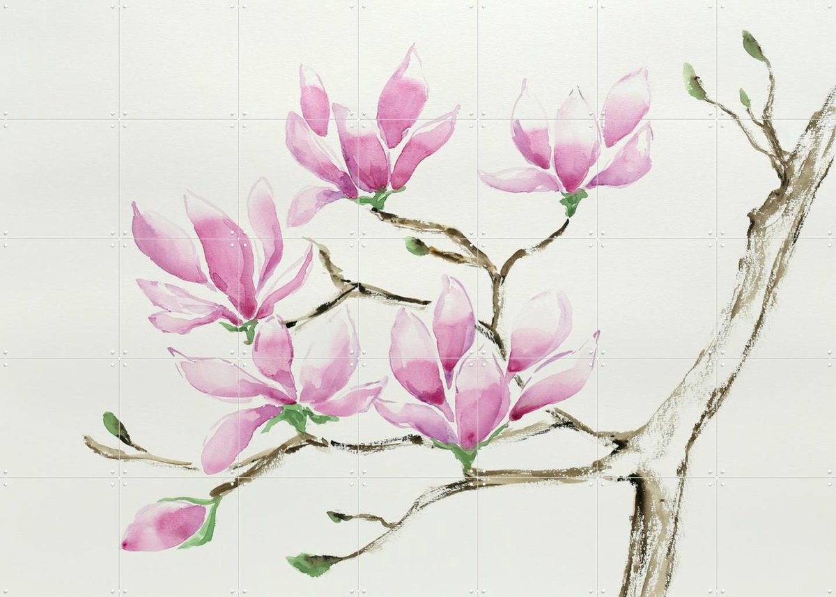 IXXI Magnolia in Bloom, Natalie Bruns - 140 x 100 cm - Gratis ophangtool - Grote wanddecoratie en posters Botanisch, Natuur