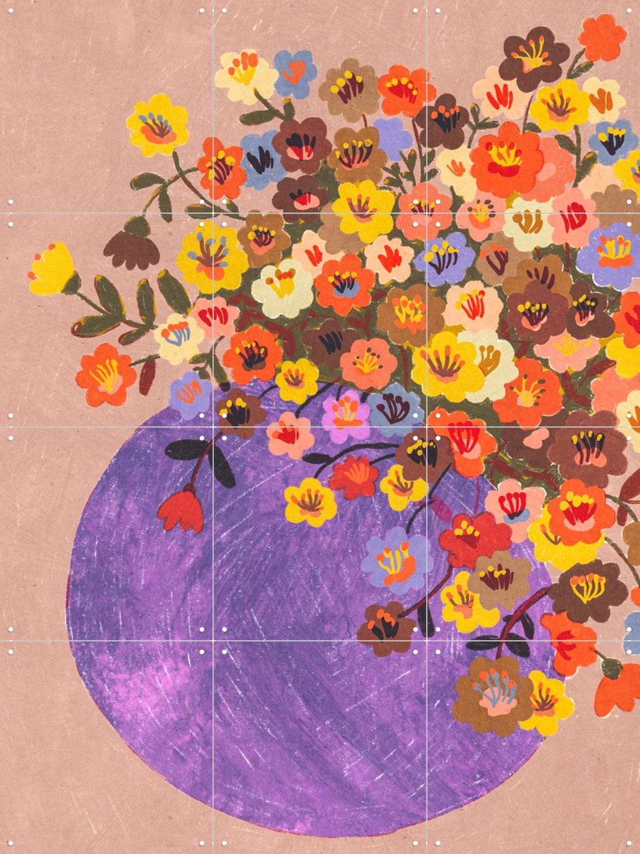 IXXI Flora fantasia, Gigi Rosado - 60 x 80 cm - Gratis ophangtool - Grote wanddecoratie en posters - Illustraties, Kleurrijk, Speels, Decoratieve