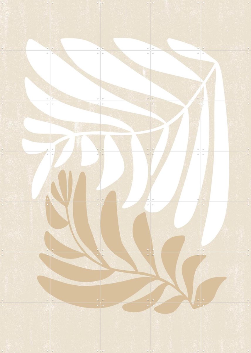 IXXI Modern Fern in Beige and White, Bohomadic Studio - 100 x 140 cm - Gratis ophangtool - Grote wanddecoratie en posters - Illustraties, Abstract,