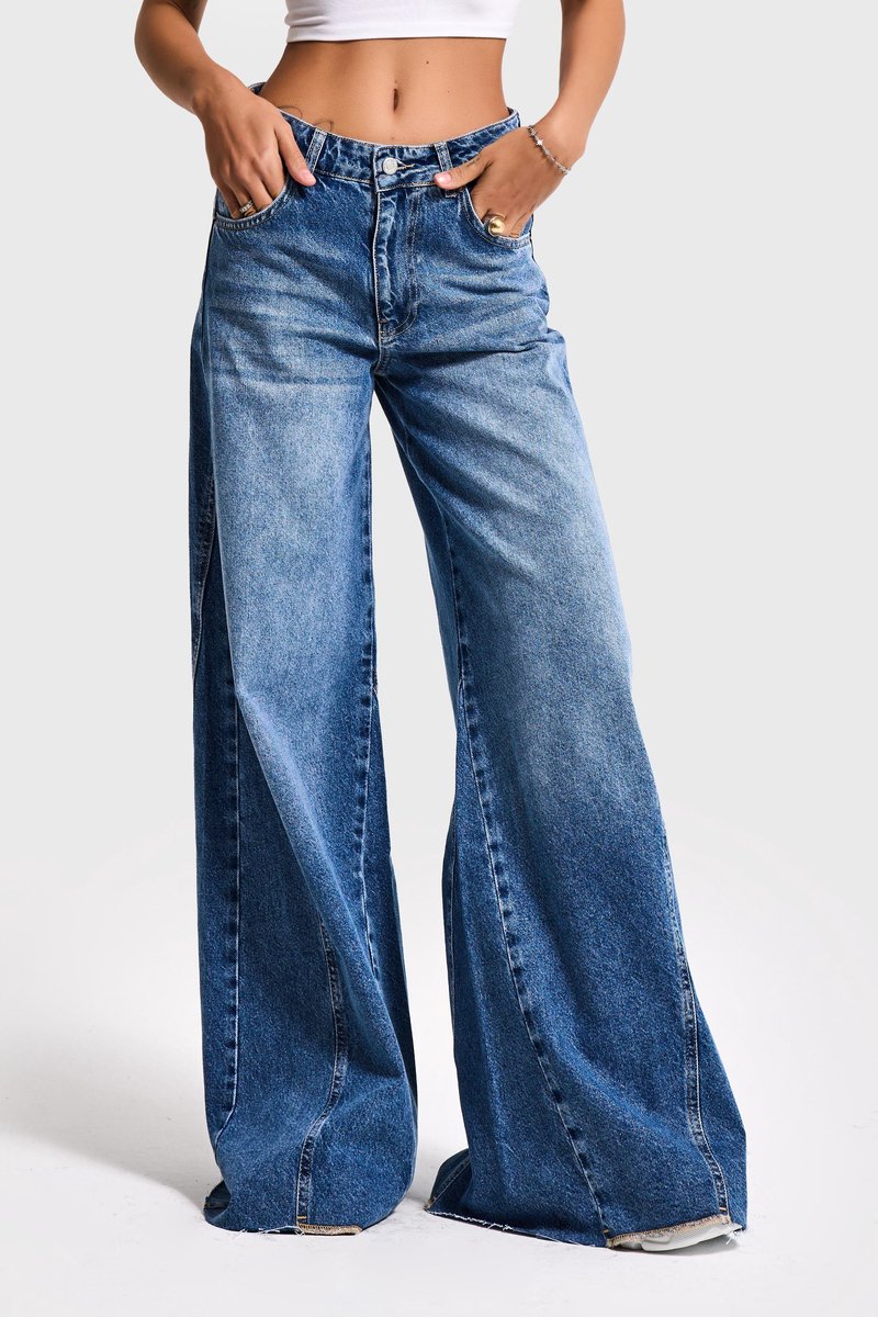 It's Basic - PALAZZO MID RISE JEANS - COBALT