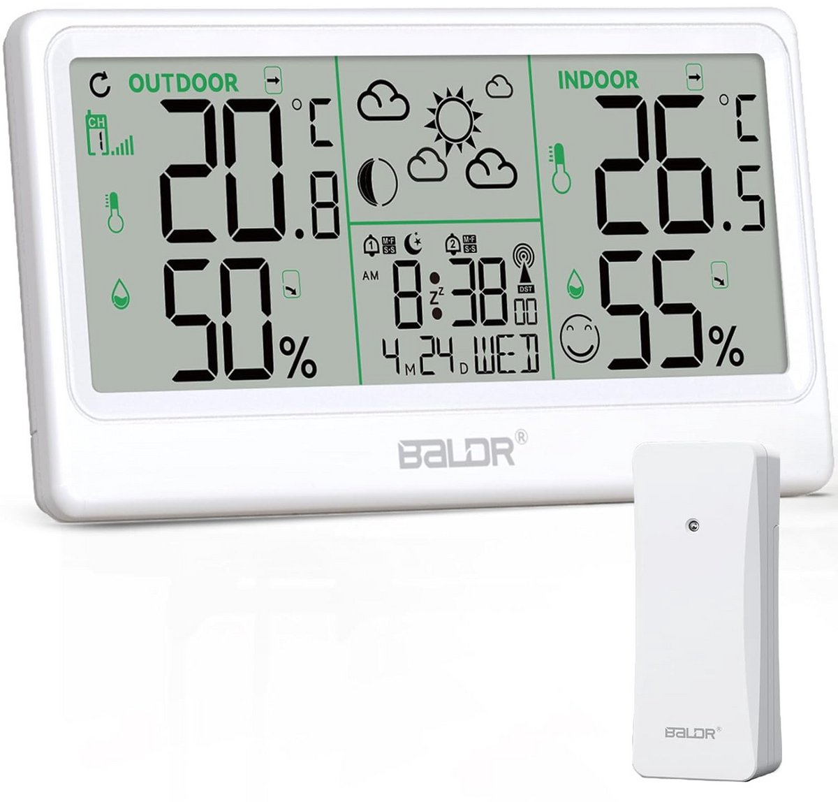 Draadloos weerstation met buitensensor, thermometer en hygrometer