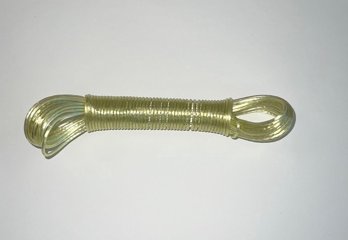 Waslijn - Waslijndraad - Drooglijn - 20 Meter - 2.4 mm staalkern - Licht Geel