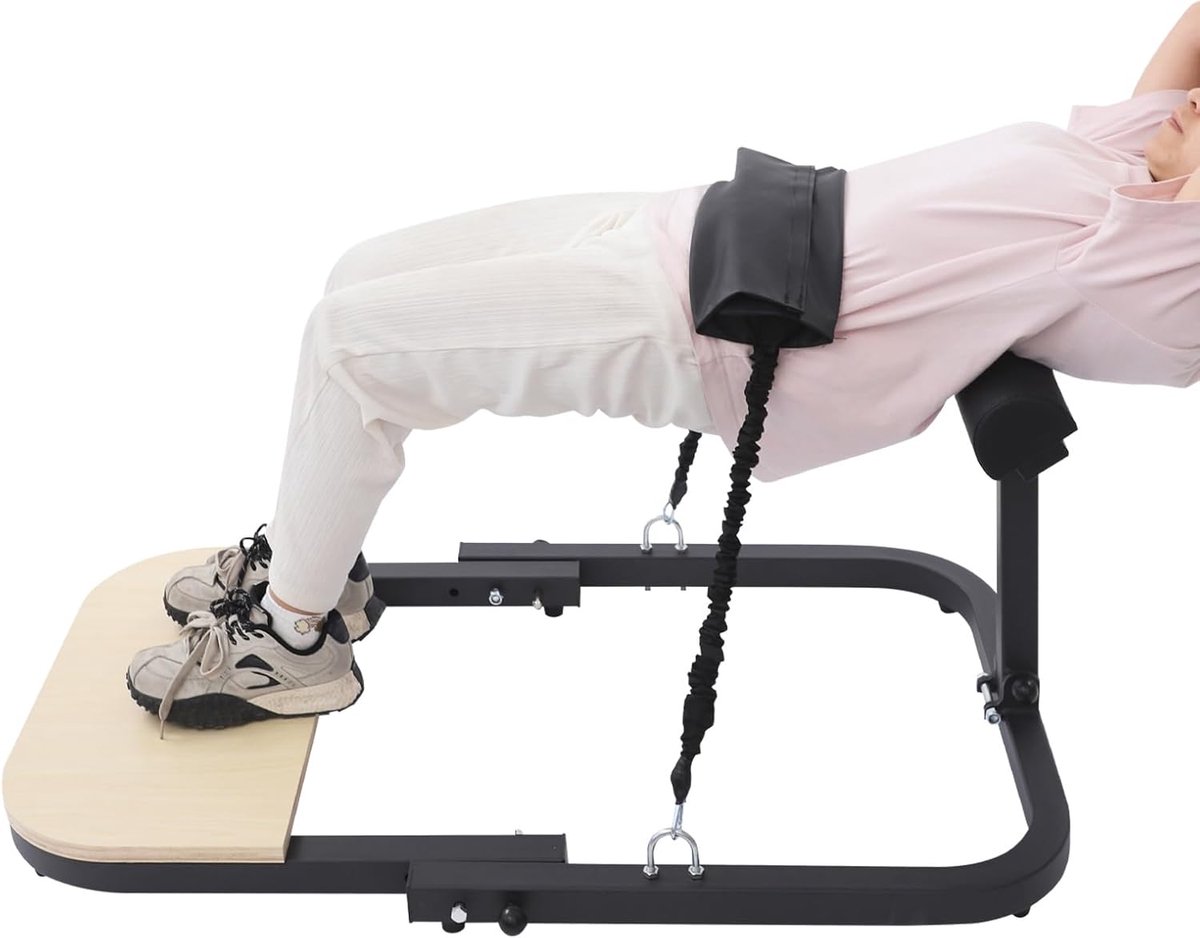 Heupstelmachine Intensieve Training - Billentrainer Apparaat - Thuis Krachttraining - Opvouwbaar Ontwerp - 150 kg Belastbaar - Zwart Houtkleur