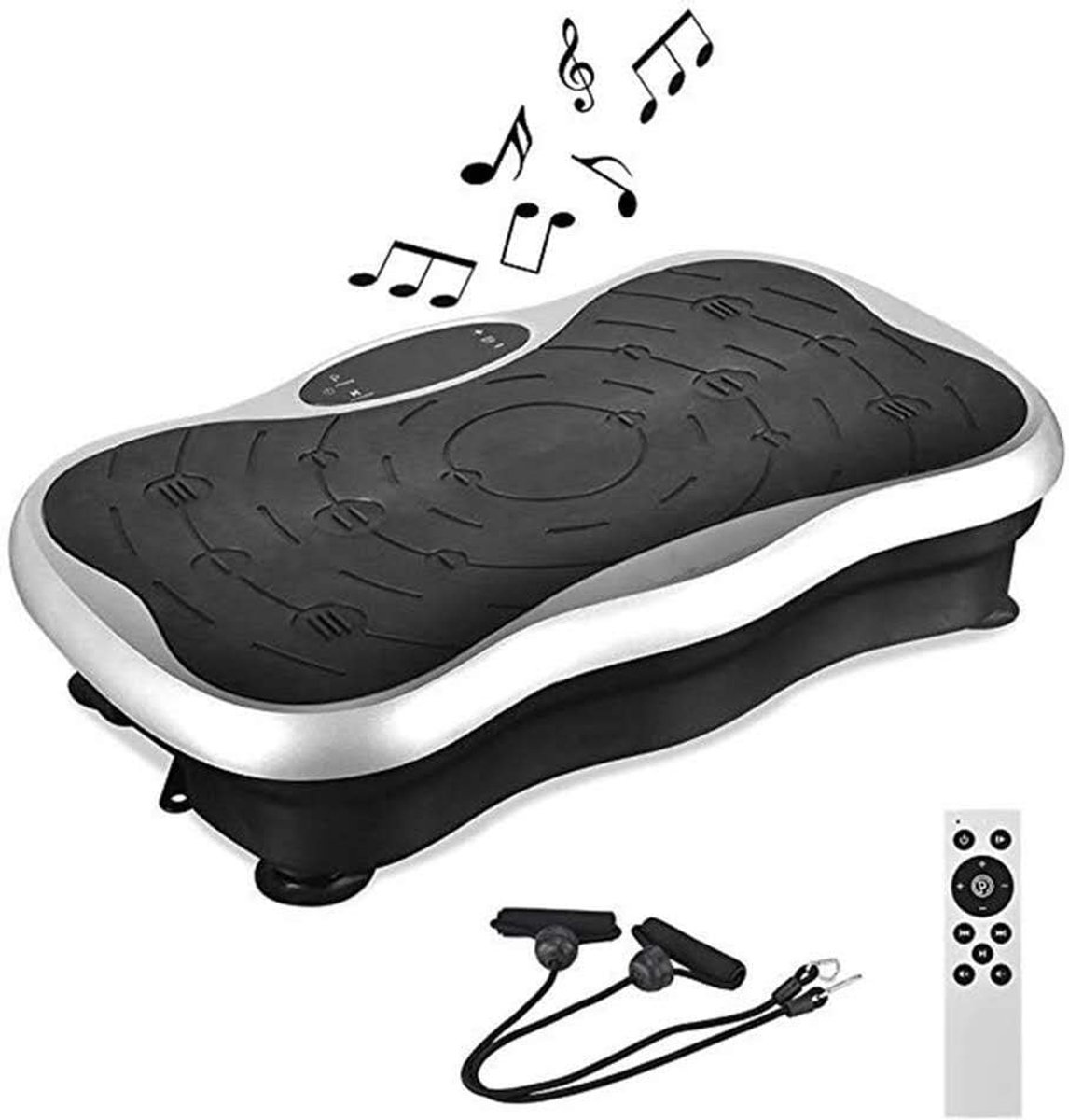 Vibratieplatform Machine - Fitness Trainer - Thuiswork-out - Met Weerstandsbanden - 53x31x13cm - Zilver