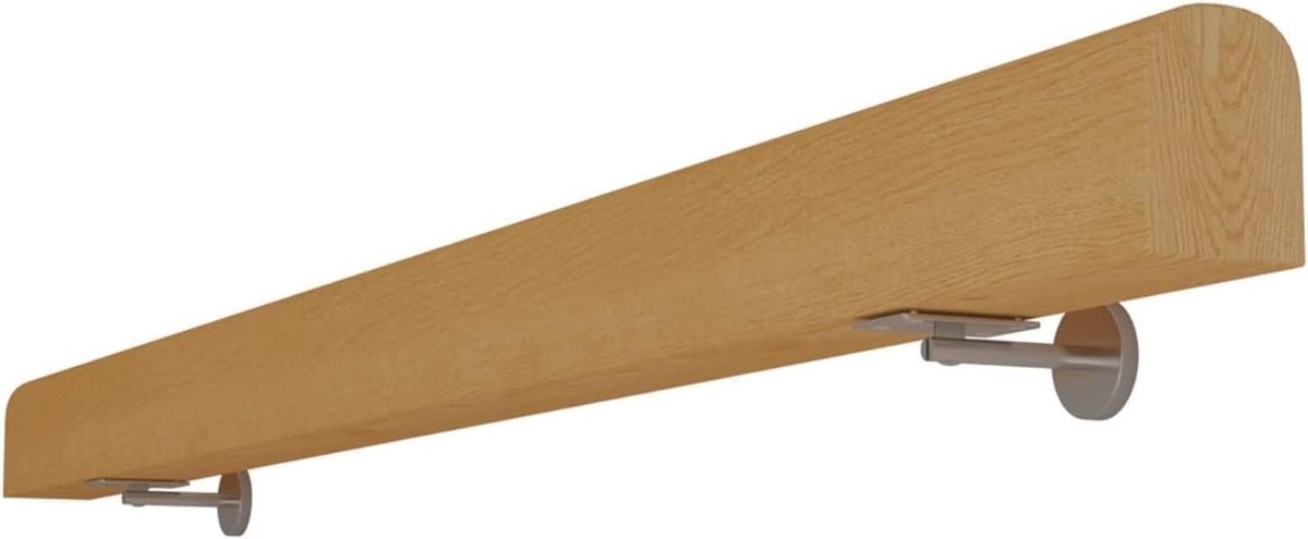 Houten Trapleuning - Veiligheidsgreep Muur - Trap Zolder Gang - Inclusief Beugels - 300cm Lengte - Natuurlijk Hout