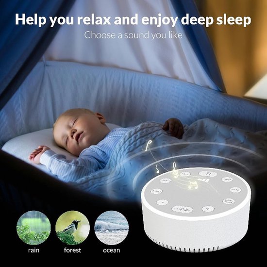 Witte Ruis Machine - Geluidsgenerator Slaap - Reizen Meditatie - Oplaadbare Batterij - 9 cm Diameter - Wit — afbeelding 3