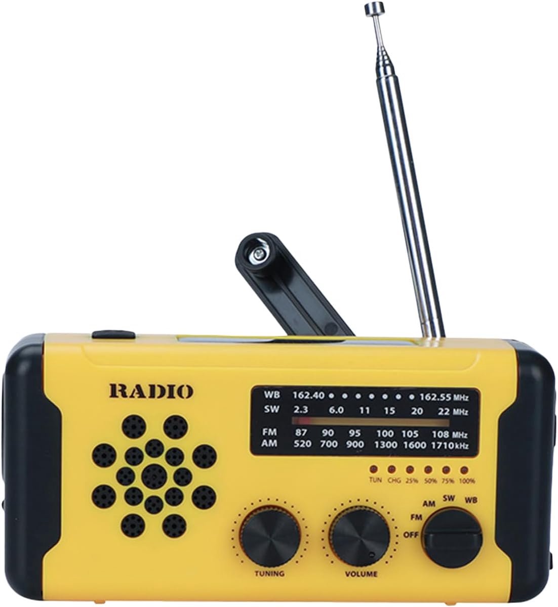 Draagbare Weerradio - Noodradio Outdoor - Kamperen Noodsituaties - Oplaadbaar via USB Solar - 16 x 8.2 x 7.2 cm