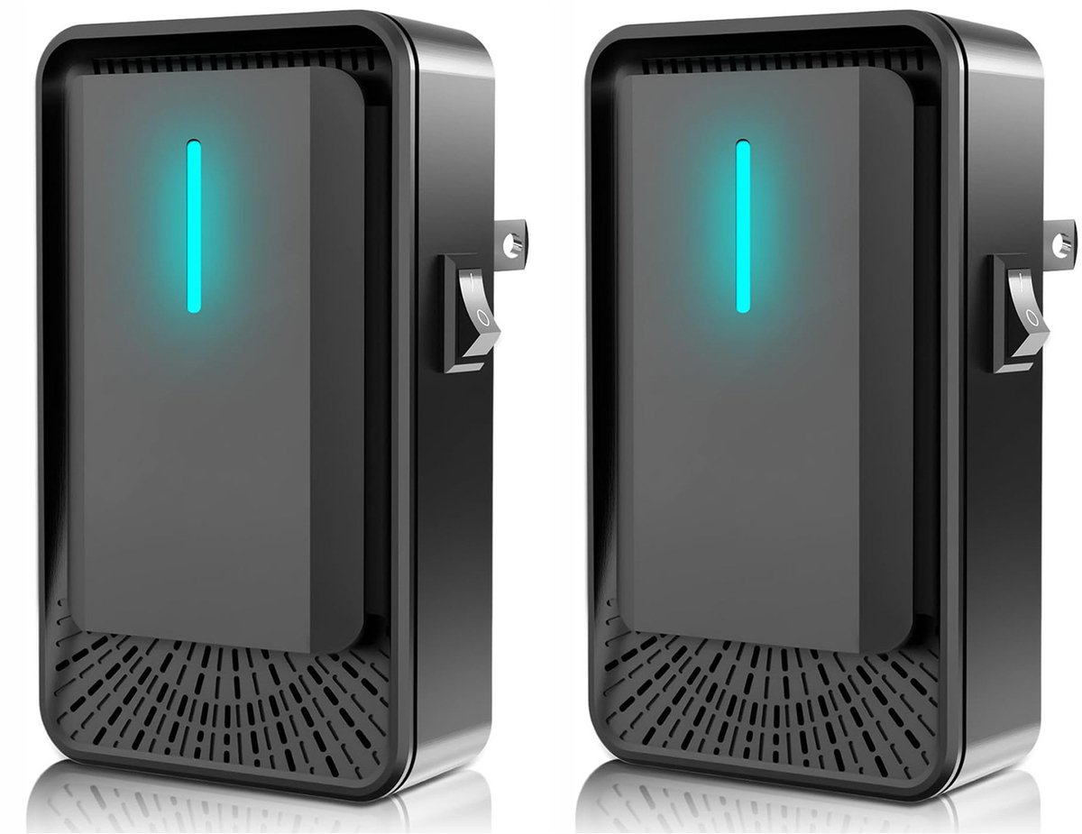 Plug-in luchtreiniger - Negatieve ionentechnologie - Stille werking voor thuisgebruik - Negatieve ionenluchtreiniger voor slaapkamer, kantoor, dierenkamer, badkamerZwart dubbele verpakking