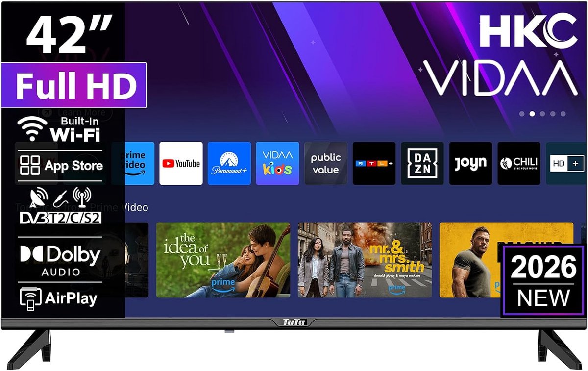 Smart TV - Televisie Scherm - Home Entertainment - VIDAA Smart Platform - 42 Inch - Zwart