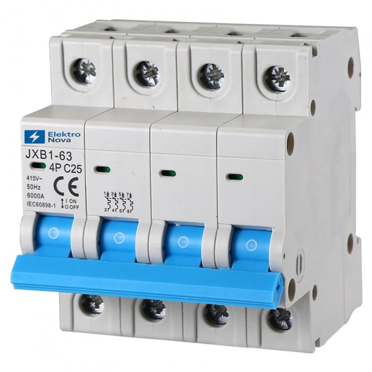 Automatische Zekering - Stroomonderbreker 3 Fasen - Beveiliging Elektrisch - 4-polig 6kA - 4 Modules DIN