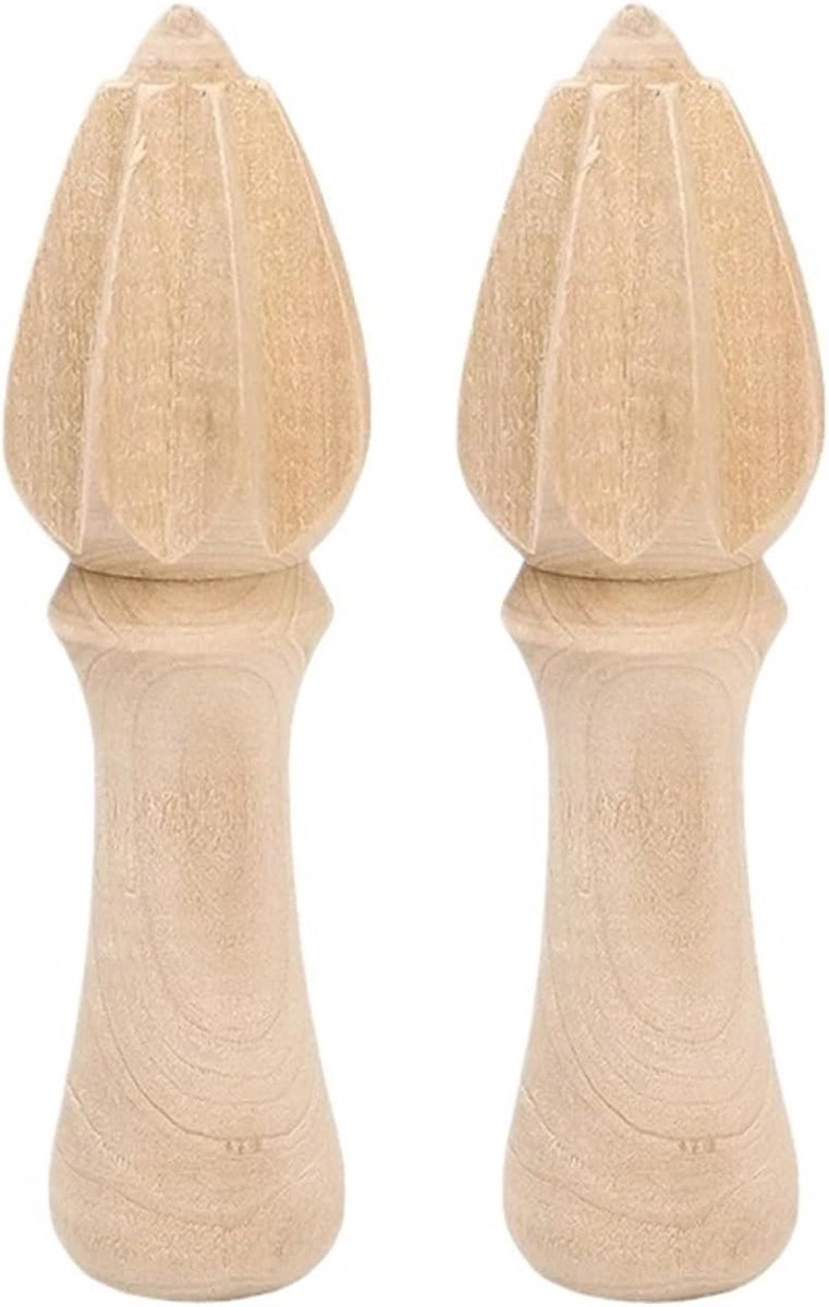Houten Citruspers - Sap Maker - Verse Sappen - Natuurlijk Hout - Compact Formaat - 2 Stuks