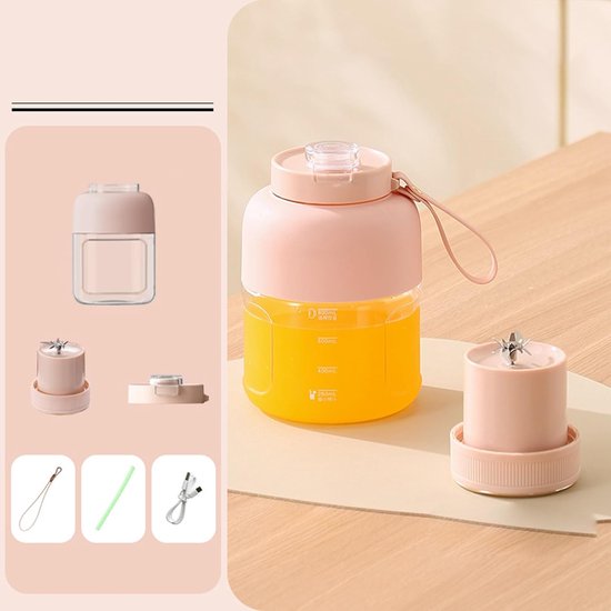 Draagbare Blender - Persoonlijke Mixer - Gezonde Drankjes Maken - 18-Snijder Roestvrij Staal - 12 x 12 x 24 cm — afbeelding 2
