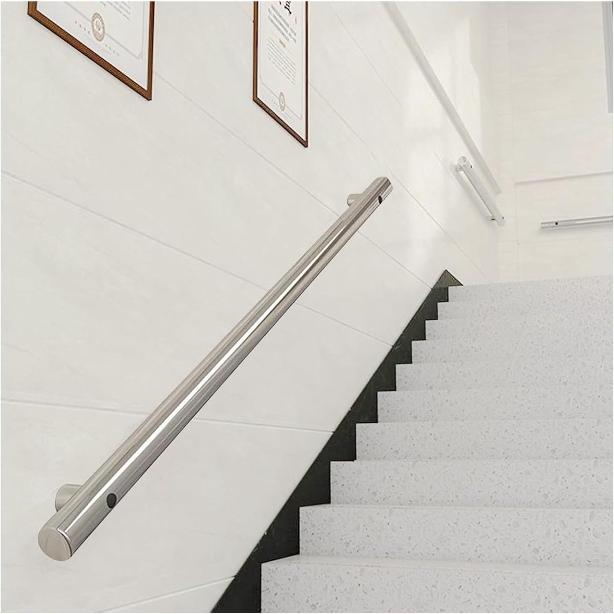 Trapleuning RVS - Steunstang Wandmontage - Veiligheid Binnen - Verstelbare Lengte - 30-500 cm - Zwart