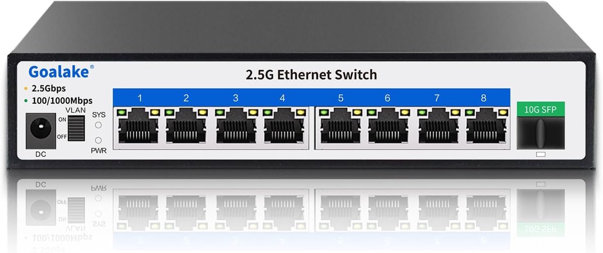 Ethernet Switch - Netwerk Hub - Snelle Data Overdracht - 9 Poorten 2.5G SFP