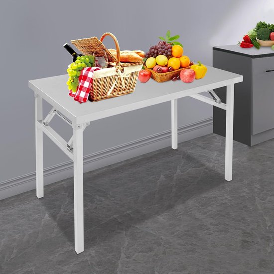 RVS Werktafel - Keukentafel Horeca - Voedselbereiding - Inklapbaar Ontwerp - 100 x 60 cm - Zilver — afbeelding 2