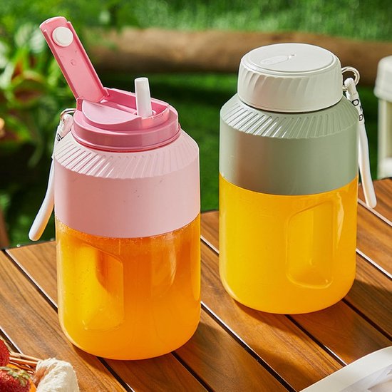 Draagbare Blender - Reis Mixer - Gezonde Drankjes Maken - 10 Scherpe Bladen - 1 Liter Capaciteit - Roze — afbeelding 2