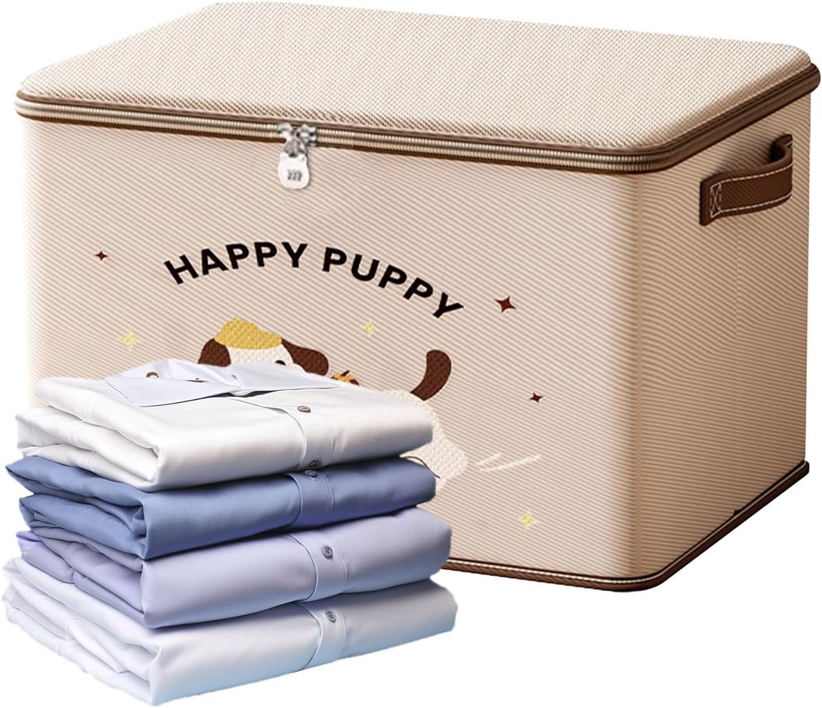 Opbergbox met slot - Waterdichte bak - Veilige opslag - Stapelbaar ontwerp - 40x30x30cm - Beige
