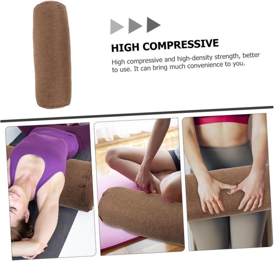 Katoenen Yoga Kussen - Oefenkussen Bolster - Meditatie Ontspanning - Ergonomisch Ademend - 58.5x14.5x14.5cm - Koffie — afbeelding 5
