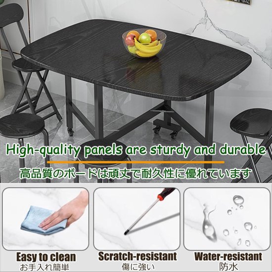 Inklapbare Eettafel - Klaptafel Keuken - Ruimtebesparend Eten - Met 6 Wielen - 120x70cm - Donkere Houtnerf — afbeelding 3