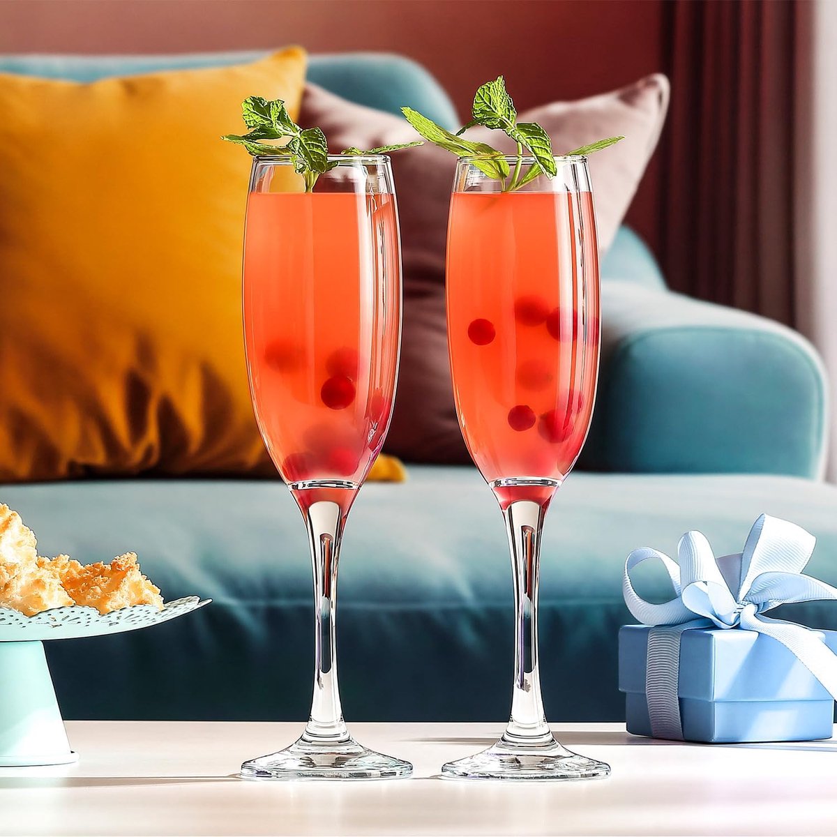 Glazen Set - Champagne Glazen - Feestelijke Dranken - Stijlvol Ontwerp - 6 Stuks - Transparant
