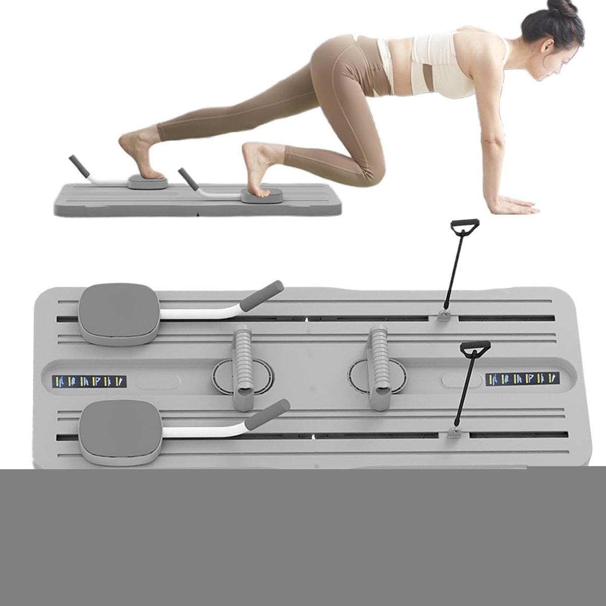 Pilates Trainingsbord - Fitness Apparaat - Core Versterken - Opvouwbaar Ontwerp - 105x40cm - Grijs