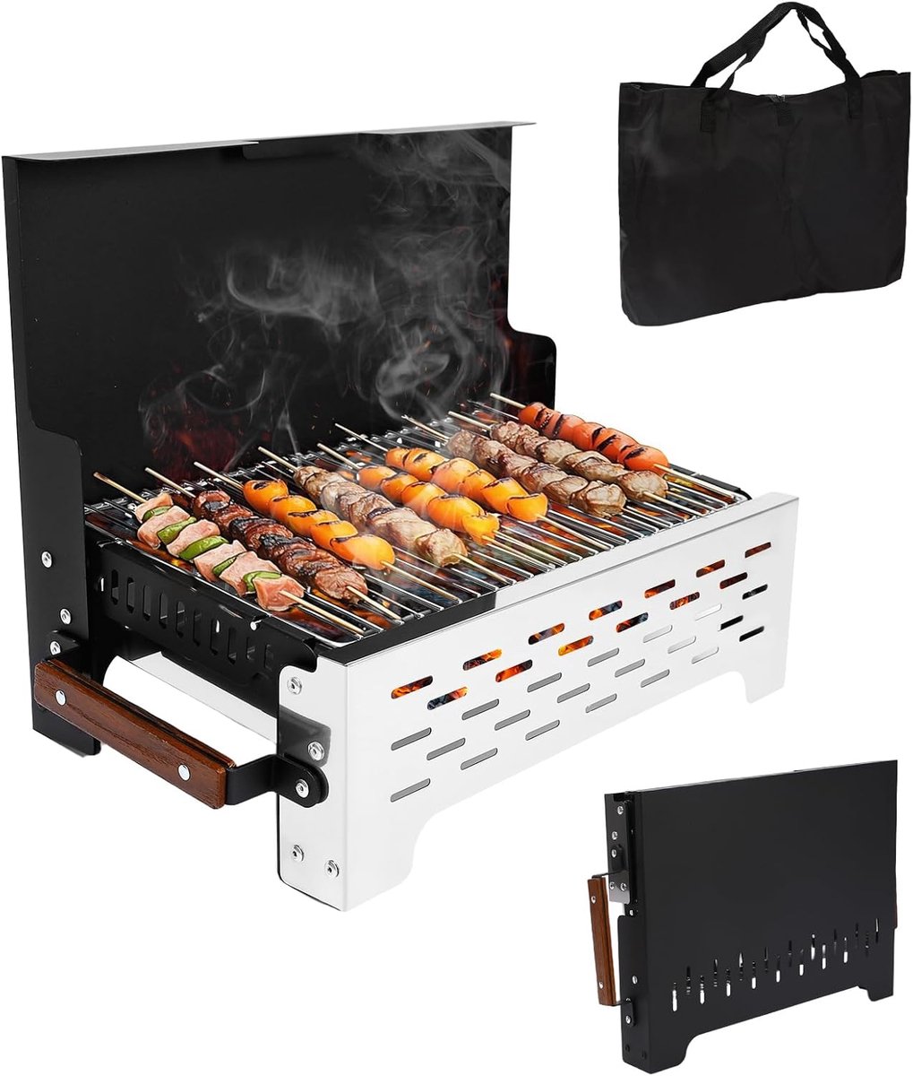 Vouwgrill - Tafelgrill Houtskool - Outdoor Koken - Draagbaar Opvouwbaar - 528 cm Breed - Zwart