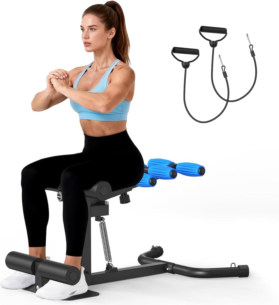 Squat Machine - Fitnessapparaat Bil - Beentraining Kracht - Stevig Staal Frame - 62x32x20 cm - Blauw