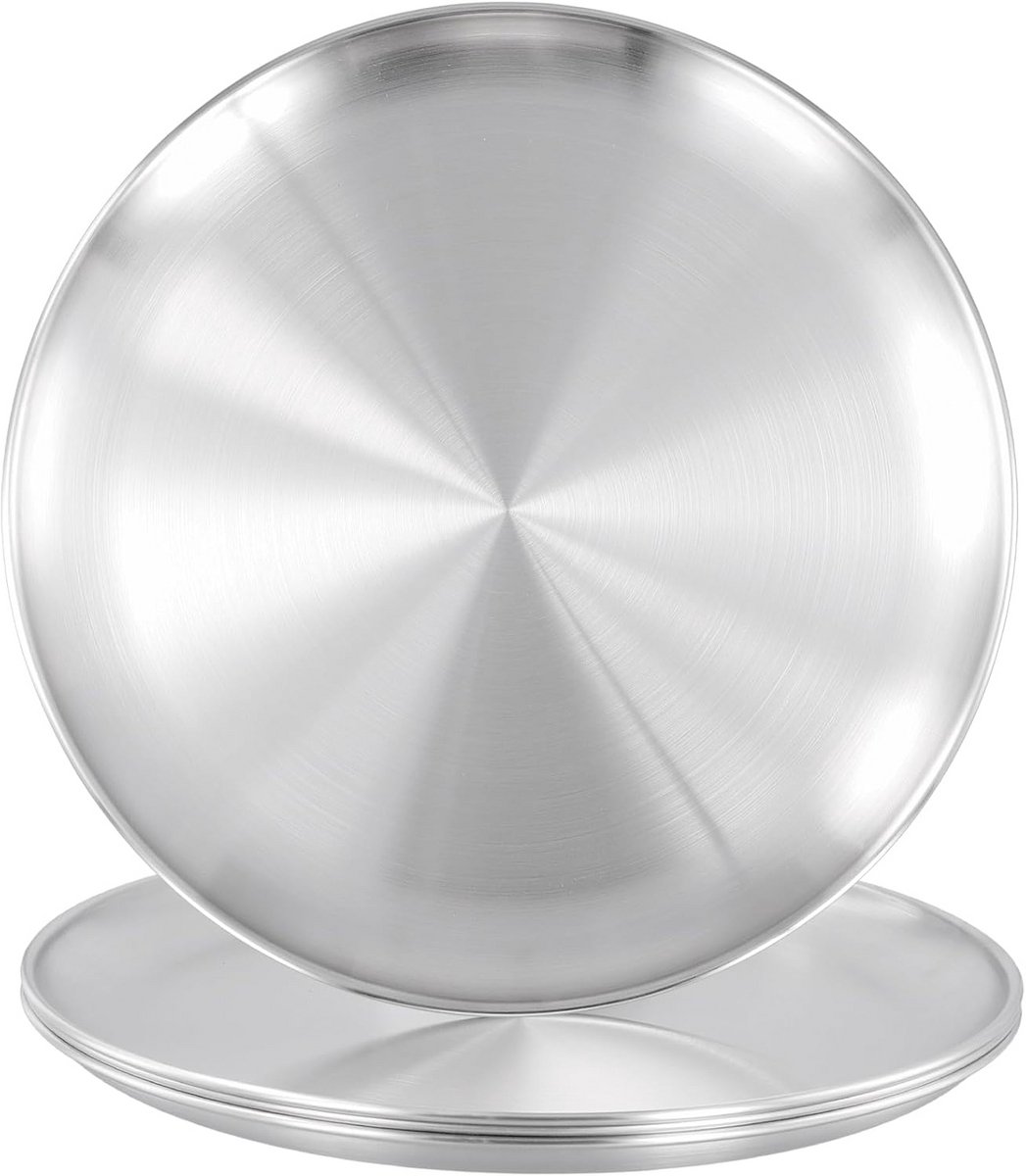 Set van 4 RVS Ronde Platen 30cm Zilveren Metalen Bakvormen