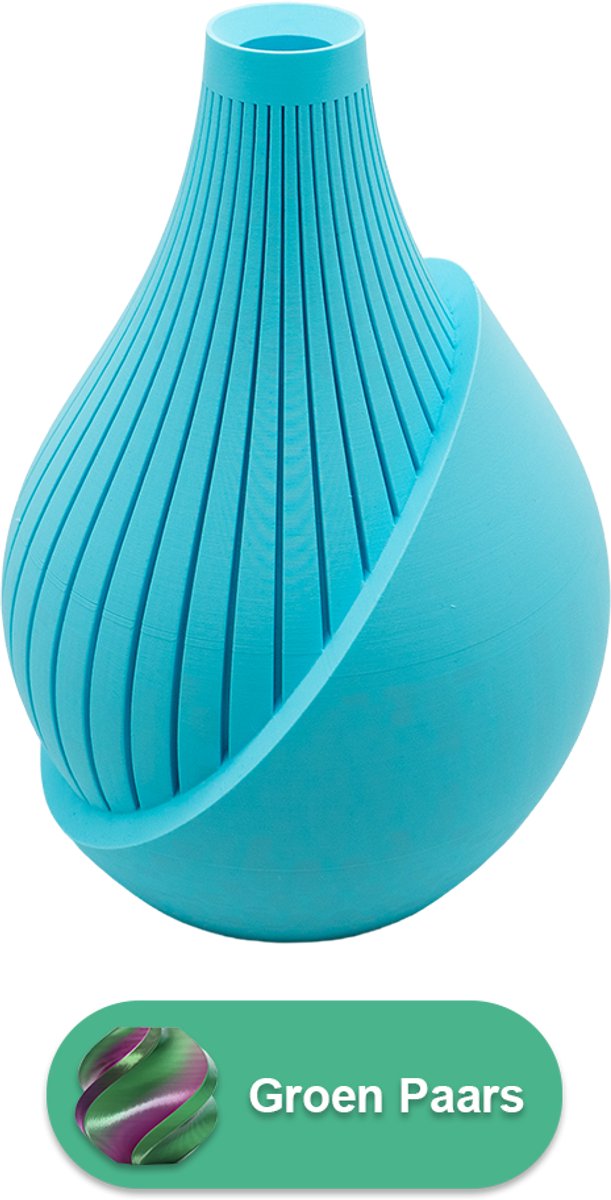 Lovora Elodie moderne vaas – Decoratieve vaas - Groen / Paars - 3d geprinte vaas – geschikt voor droogbloemen - 25CM