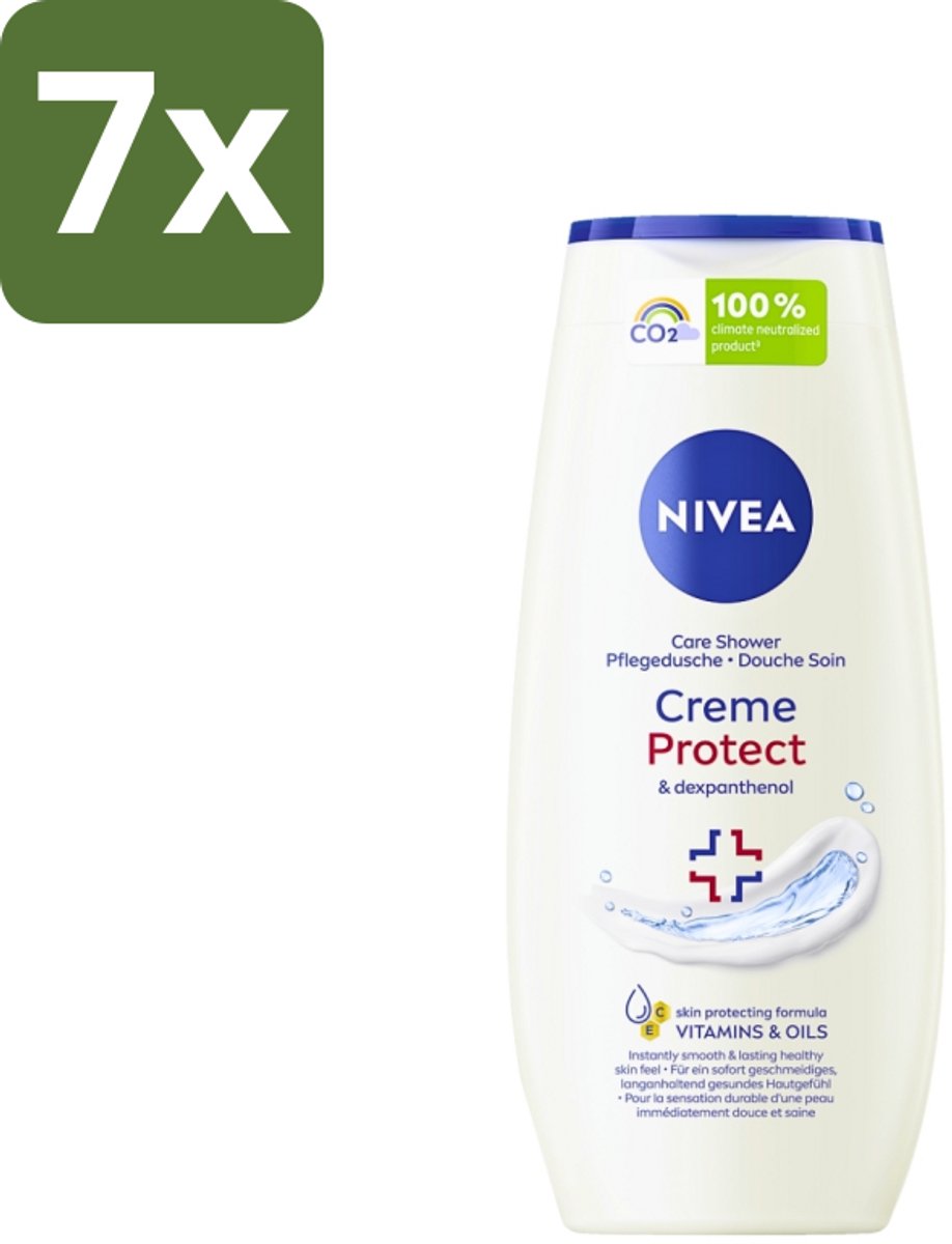 Nivea - Douchegel - Crème Protect & Dexpantenol - Unieke Nivea Crème Geur - 250 ml - Bulkverpakking - 7 stuks