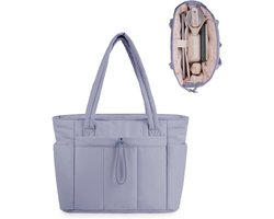 Dames Handtassen - Dames Tas Shopper - Geïntegreerde Fleshouder/Laptopvak - 1 Stuk - Voor Werk En Studie Grijs