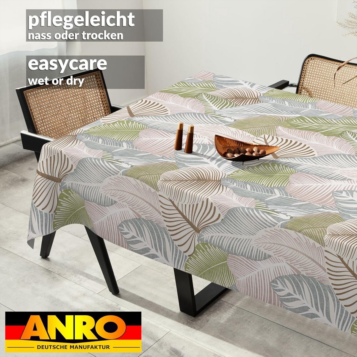 Wasbaar Tafelkleed Tafelzeil Waterafstotend Bloem- en Bladmotief 240x140 cm