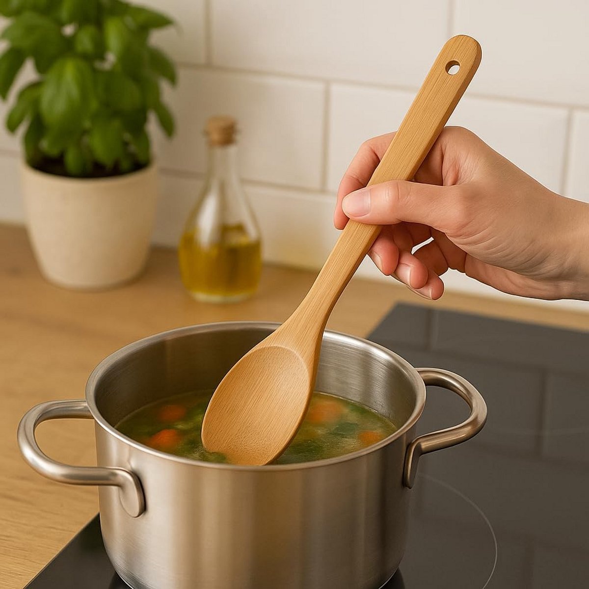 Houten Kooklepel 30 cm - Krasbestendig Keukengerei voor Pannen