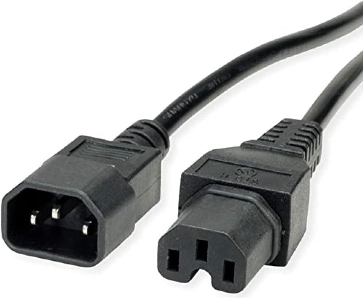 Stroomkabel C14 naar C15 - 3 Meter - Zwarte IEC Netsnoer