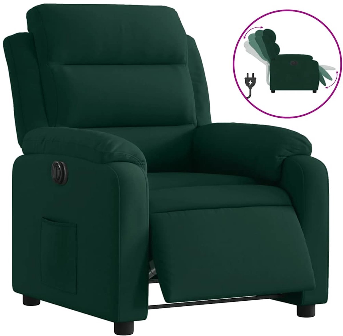 vidaXL Fauteuil - verstelbaar - elektrisch - stof - donkergroen