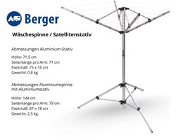 BERGER Super Pop-Up Droogmolen | Wasrek Inklapbaar | Staand Droogrek Wasgoed Kleding | Compact Camping Wasmolen Wasdroger | Weerbestendig | Incl. Driepootstatief