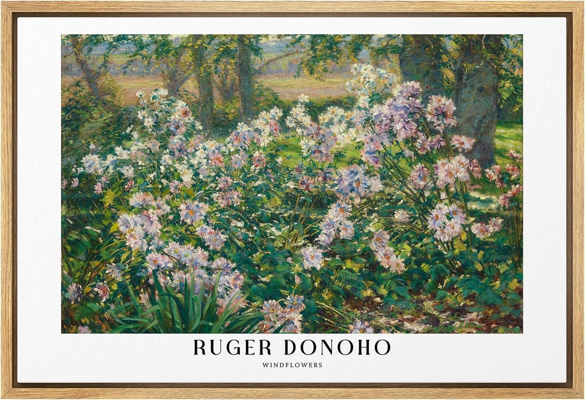 Ingelijst Canvas - Wanddecoratie - Woonkamer Decoratie - Vintage Wilde Bloemen - 40x60 cm - Natuur