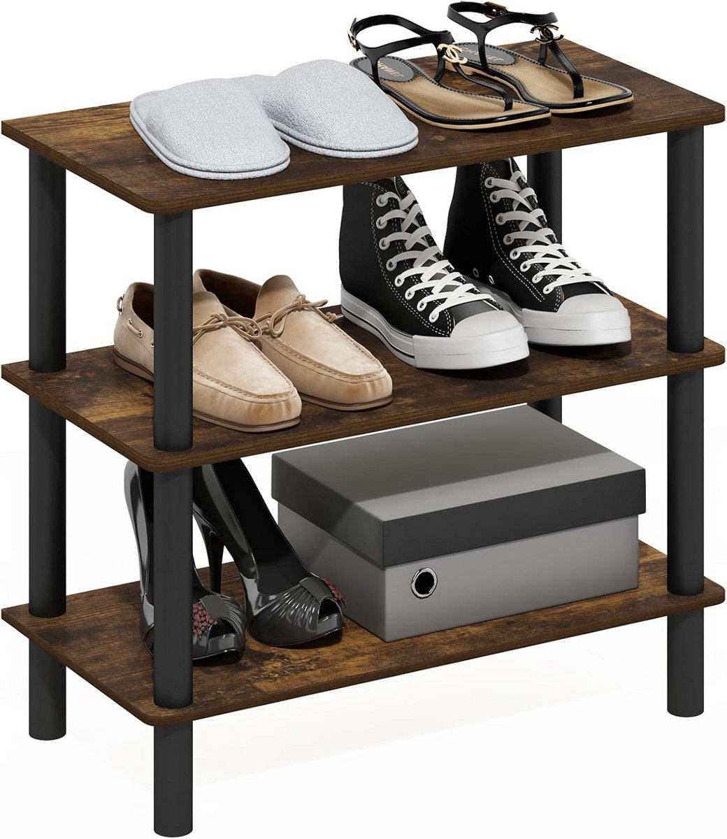 3-Laags Staand Schoenenrek met Open Planken voor 9-12 Paar Schoenen