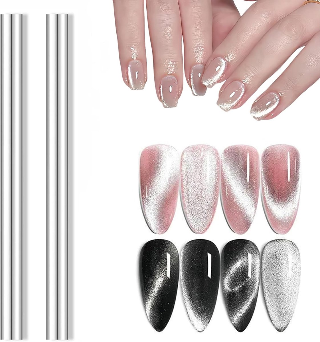 Set van 2 Nagelmagneetpennen voor 3D Cat Eye Effect in Nail Art