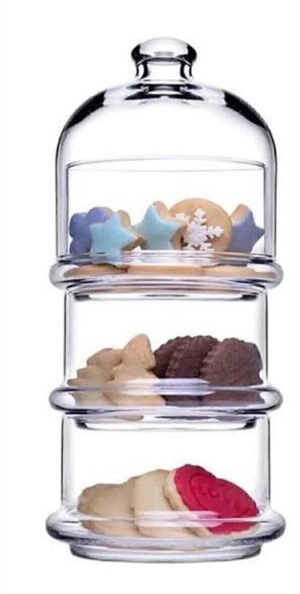 Pasabahce Villa Patisserie – Glazen Voorraadpot Mini – 3-laags