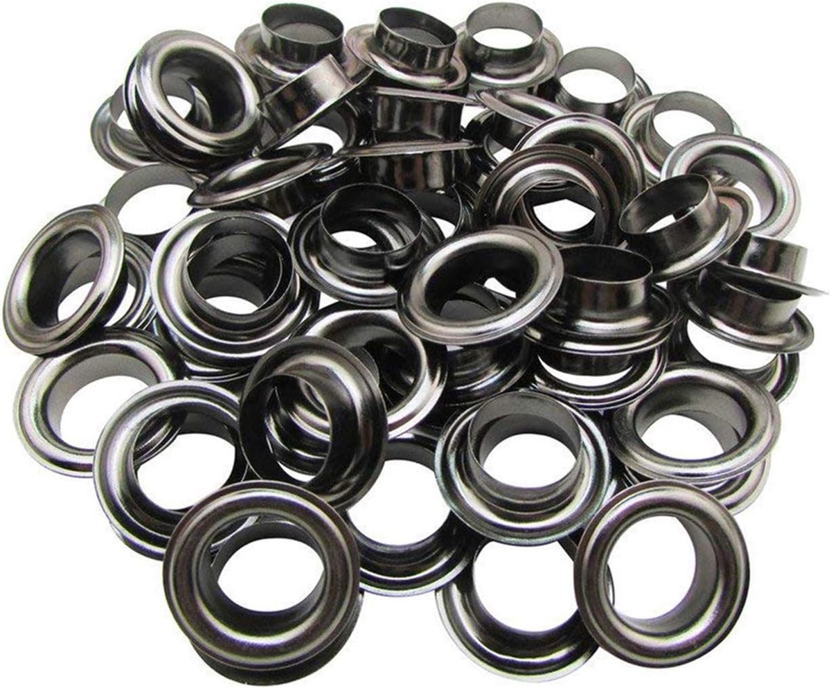 100x 14mm Metalen Oogjes met Sluitringen - Gunmetal Doorvoertules voor Kleding, Hobby & DI