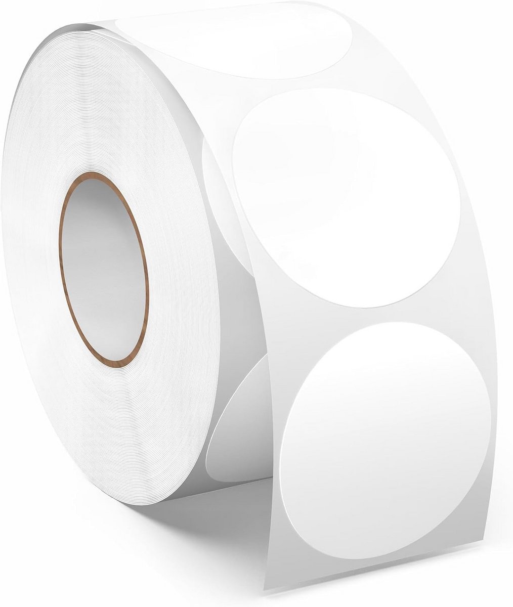 1000 Ronde Vinyl Stickers Wit 38mm Zelfklevend Markeringspunten