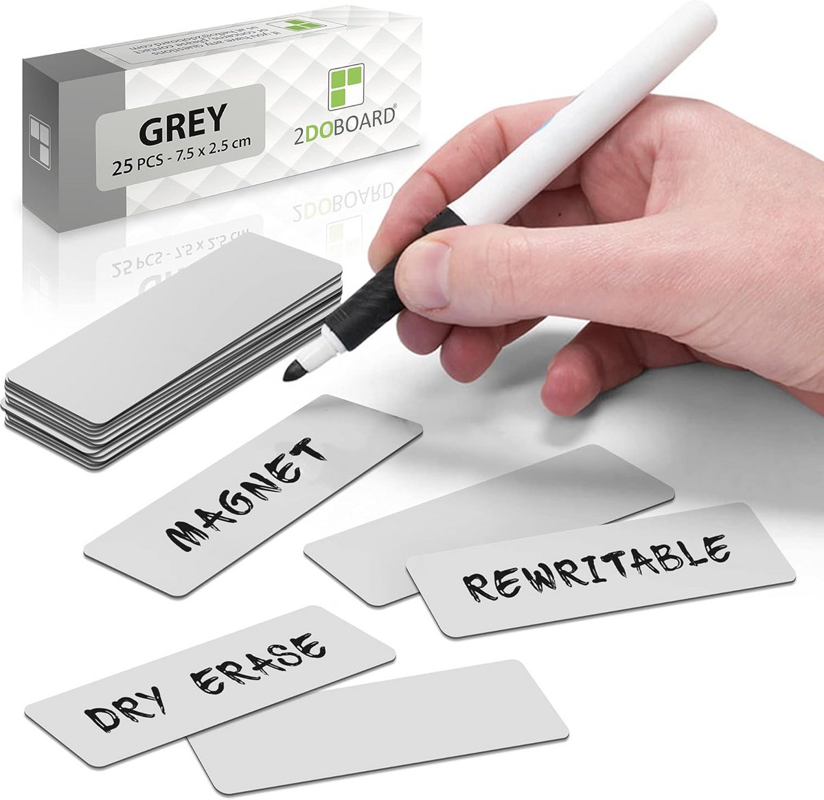 Beschrijfbare Magnetische Strips voor Organisaties met 25 Stuks in Grijs
