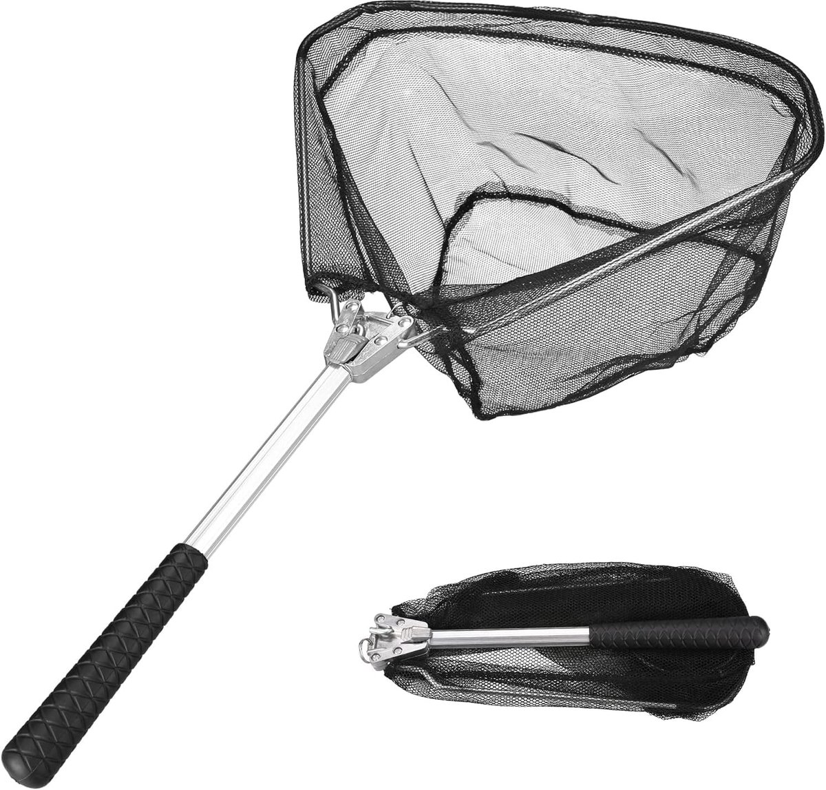 Visnet Inklapbaar - Schepnet Handig - Vis Vangen - Aluminium Handvat - 51 cm - Zwart
