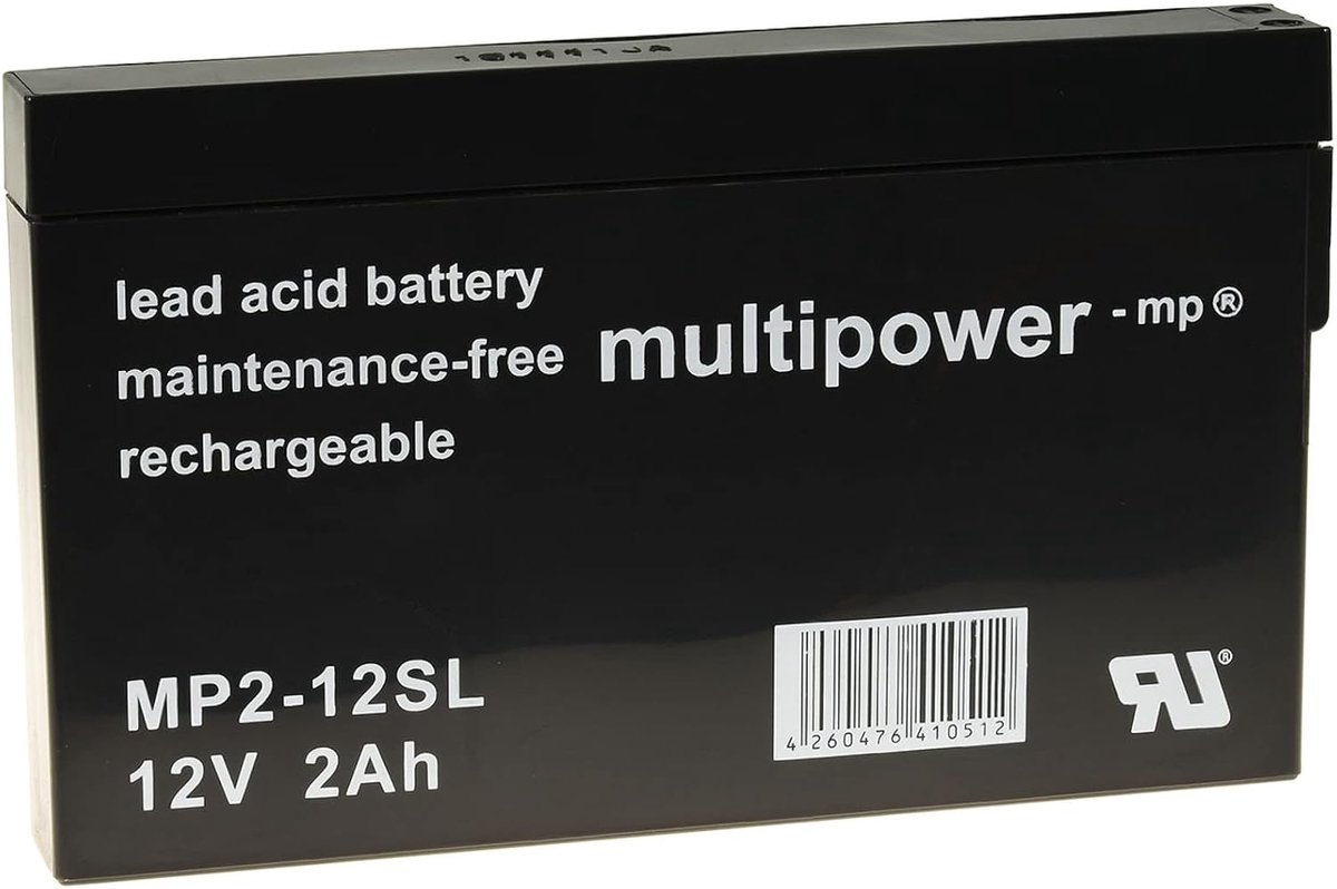Oplaadbare Batterij - Accu - Noodstroom - Onderhoudsvrij - 12 Volt 2Ah - Zwart
