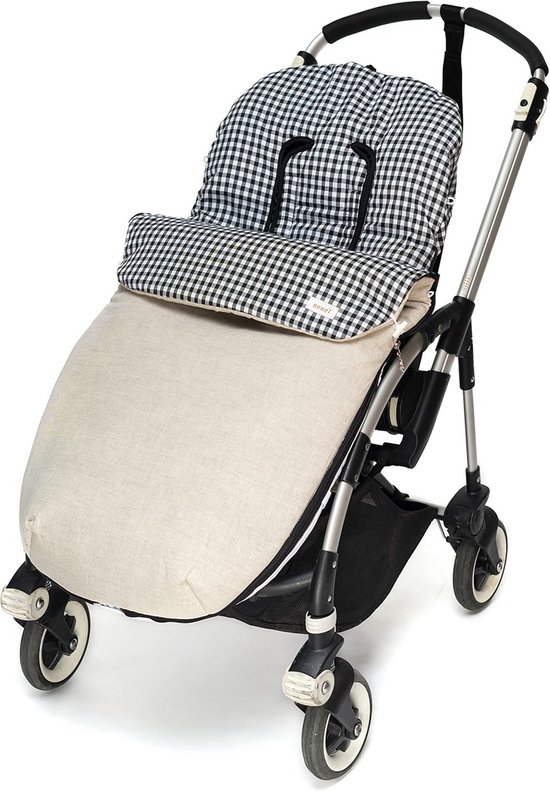 Universele Voetenzak voor Kinderwagen en Buggy - Katoen & Linnen - Zwart Vichy Dessin van Merkloos — afbeelding 4